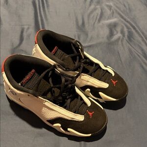 Jordan Black and White Shoes with Red Highlights